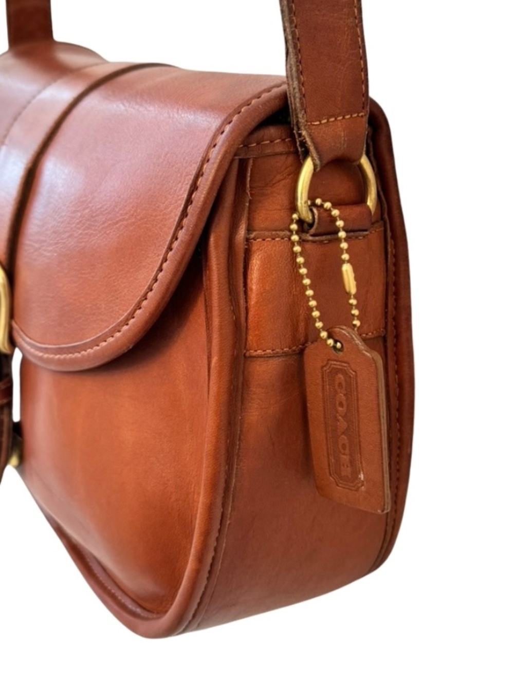 Vintage Coach British Tan Chelsea Saddle Bag Style #9894 USA Made - Rare - Picture 3 of 14